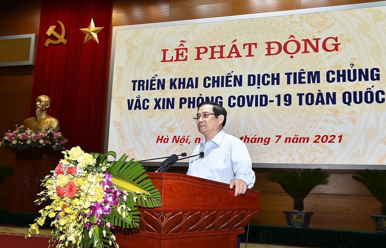 Thủ tướng phát biểu tại Lễ phát động chiến dịch tiêm chủng vacccine phòng chống COVID-19 trên toàn quốc.