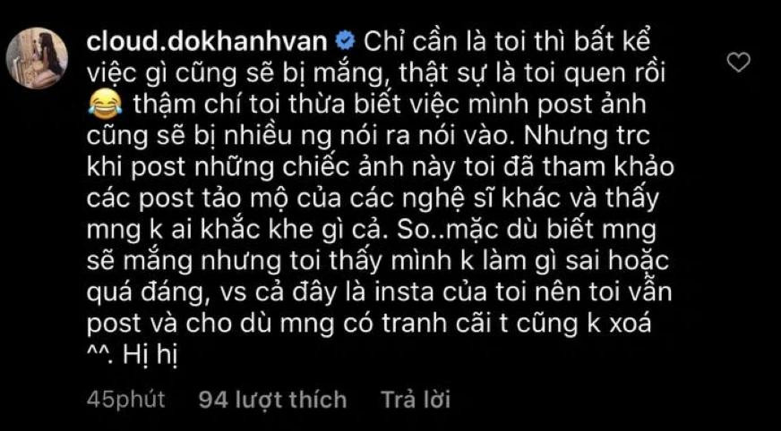 Khánh Vân trải lòng sau bức ảnh nhận nhiều phản hồi từ cộng đồng mạng. Khánh Vân trải lòng sau bức ảnh nhận nhiều phản hồi từ cộng đồng mạng.