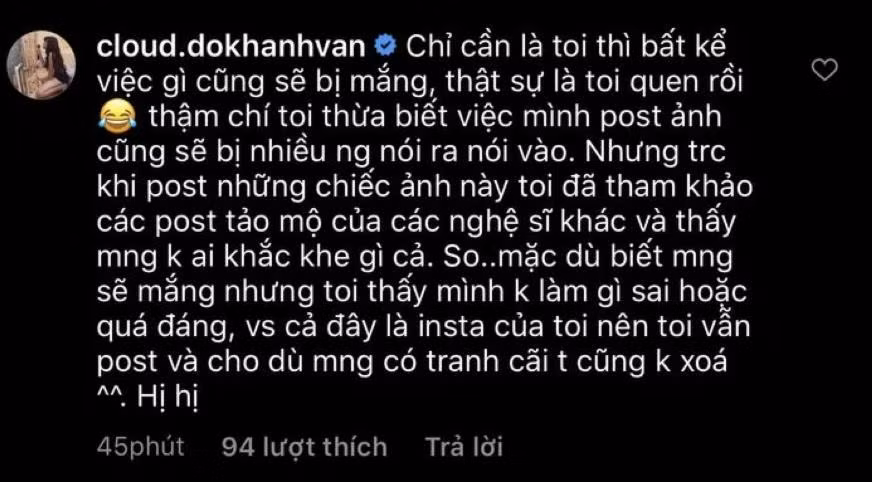 Khánh Vân trải lòng sau bức ảnh nhận nhiều phản hồi từ cộng đồng mạng.