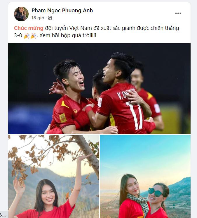 Phạm Ngọc Phương Anh chia sẻ khoảnh khắc vui mừng khi đội tuyển Việt Nam ghi bàn 3 - 0 giành chiến thắng.