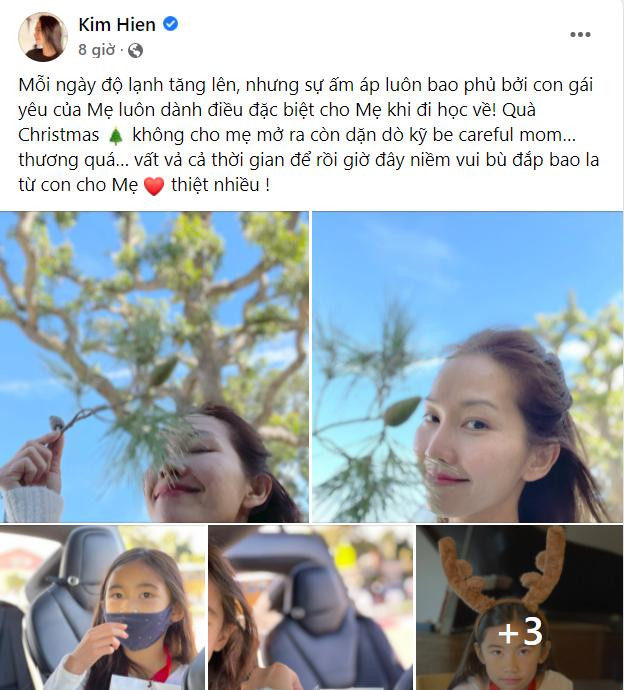 Kim Hiền hạnh phúc đón Giáng Sinh sớm bên con gái.
