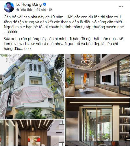 Mới đây, Hồng Đăng gây choáng khi chia sẻ hình ảnh về căn nhà vừa sang trọng. Theo chia sẻ, anh cùng gia đình đã gắn bó với căn nhà được 10 năm. Mới đây, Hồng Đăng gây choáng khi chia sẻ hình ảnh về căn nhà vừa sang trọng. Theo chia sẻ, anh cùng gia đình đã gắn bó với căn nhà được 10 năm.