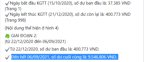 Số tiền dư được công khai trên trang của Trấn Thành.