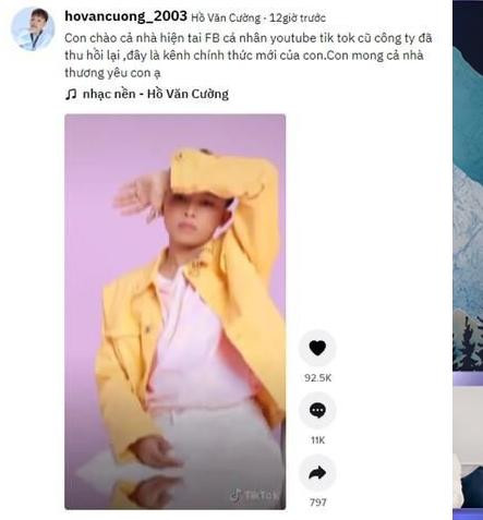 Thông báo từ chủ tài khoản Tiktok Hovancuong_2003