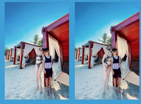 Trên trang cá nhân, Lệ Quyên chia sẻ hình ảnh diện bikini, tạo dáng sexy cùng con trai tại bờ biển. Chia sẻ về bức hình, giọng ca đây là lần đầu cô chụp ảnh cùng con trai khi mặc bikini &quot;Mẹ chụp hình, Bo bay vào tạo dáng, cả nhà ngắm con ra dáng không này. Lần đầu chụp với Bo khi mặc bikini.&quot; Kèm đó, ca sĩ Lệ Quyên cho biết bức hình hai mẹ con chụp là trước khi dịch bệnh trở nên căng thẳng.