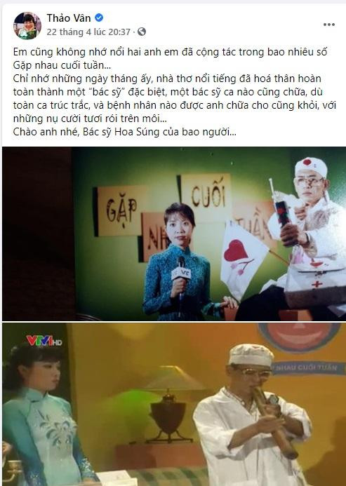 MC Thảo Vân nghẹn ngào nhớ lại kỉ niệm diễn cùng "Bác sĩ hoa súng" Hoàng Nhuận Cầm trong "Gặp nhau cuối tuần".