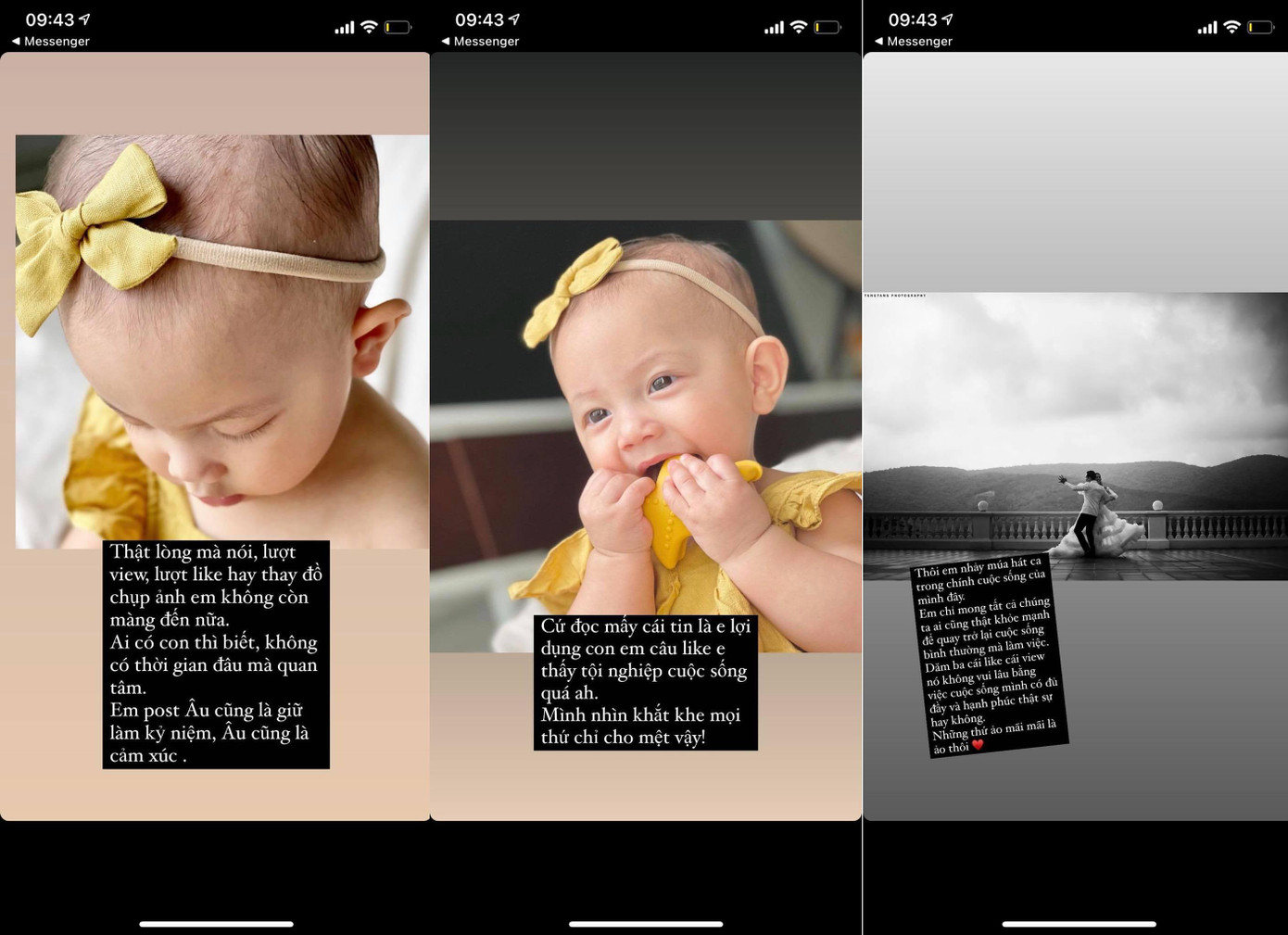 Hà Hồ tâm sự trên Instagram Story.
