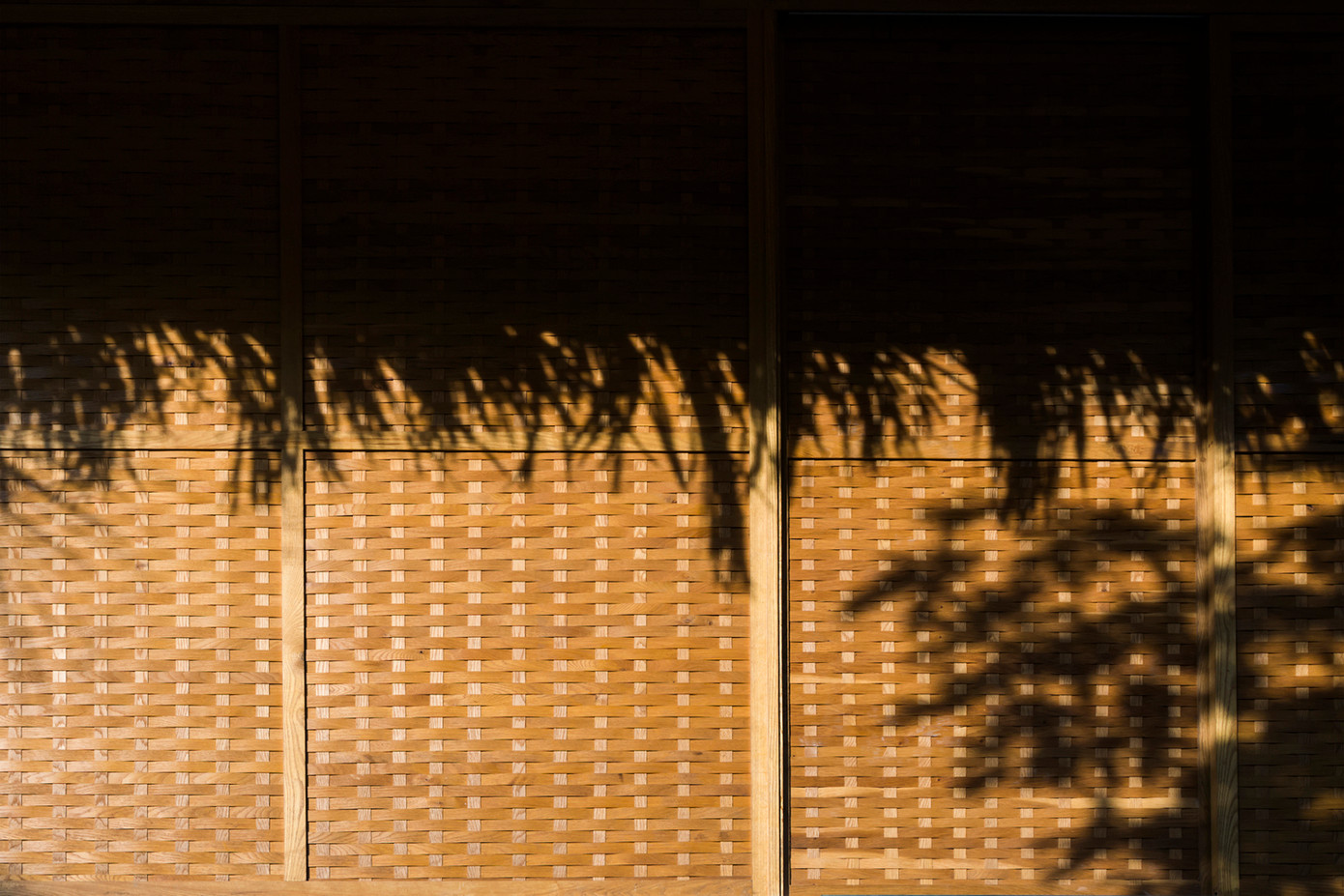 Trong khi đó, tầng đầu tiên, với ba phòng ngủ, được bọc hoàn toàn bằng các tấm dệt cố định và có thể mở được.