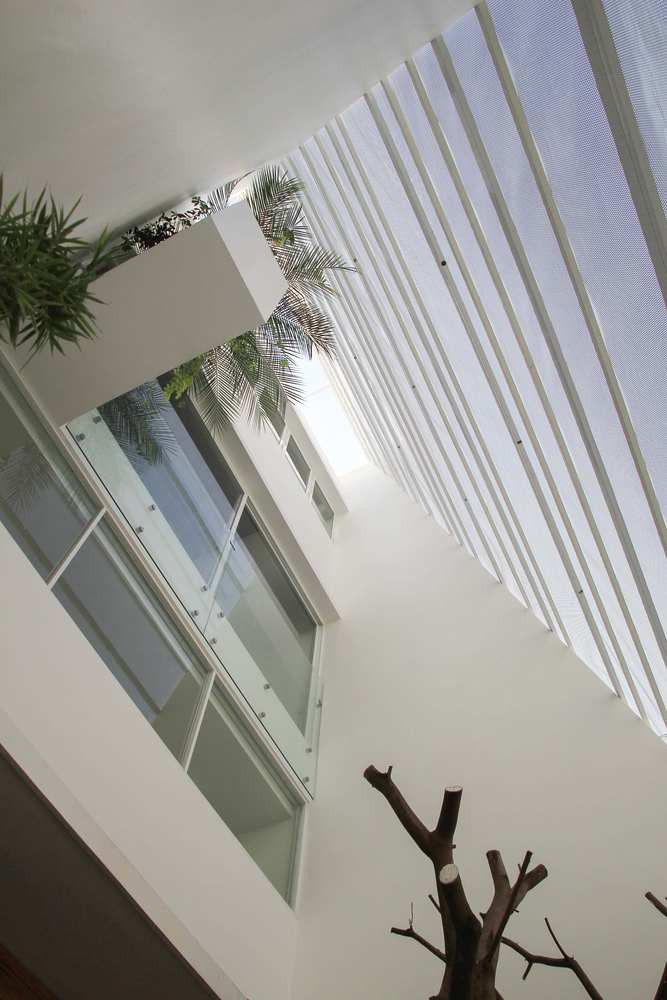 Nhờ khoảng lùi phía trước và phía sau, ngôi nhà giống như tách biệt với đường phố để chìm đắm trong sự yên tĩnh và không gian của cây xanh. Nhờ khoảng lùi phía trước và phía sau, ngôi nhà giống như tách biệt với đường phố để chìm đắm trong sự yên tĩnh và không gian của cây xanh.