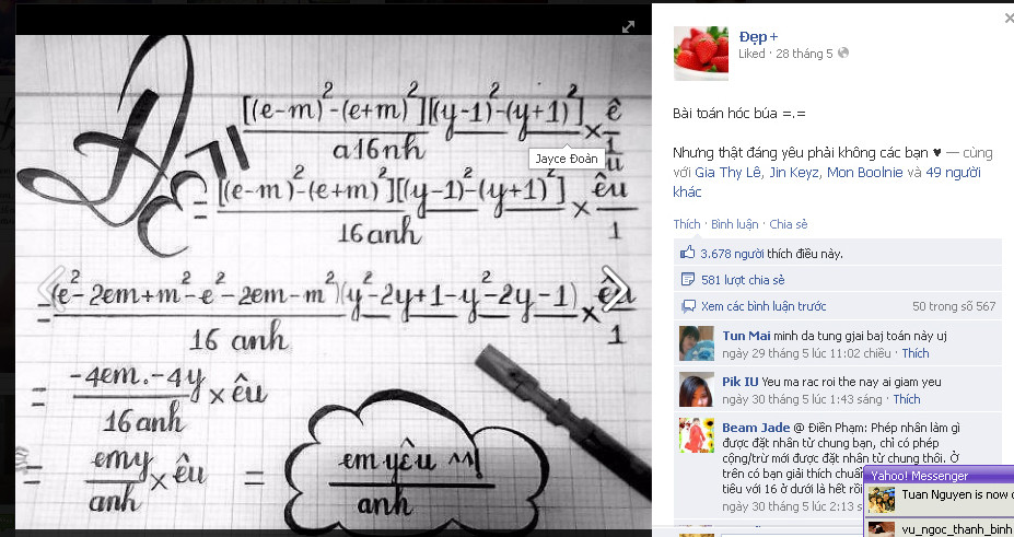 Tình yêu trở thành một phương trình toán học