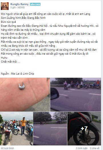 Công an vào cuộc vụ đinh tặc hoành hành ở cao tốc Hà Nội - Bắc Giang ảnh 1