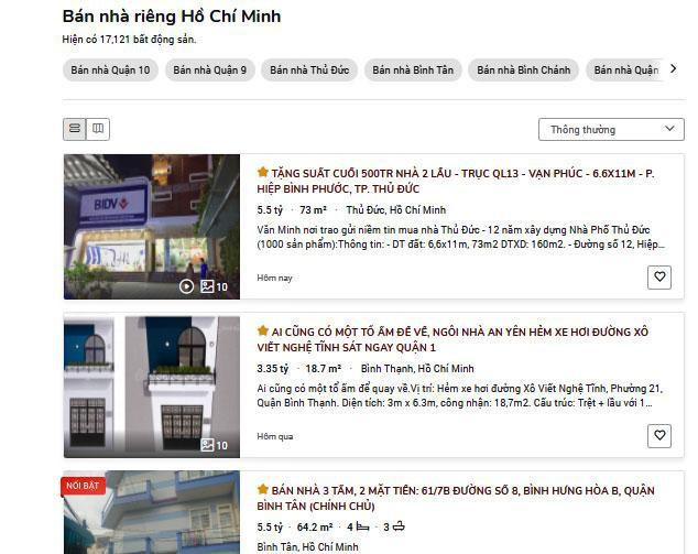 Lượng tin đăng bán nhà riêng trong tháng 10/2021 của thị trường TP.HCM có mức tăng kỷ lục (tăng 534%) so với tháng 9.