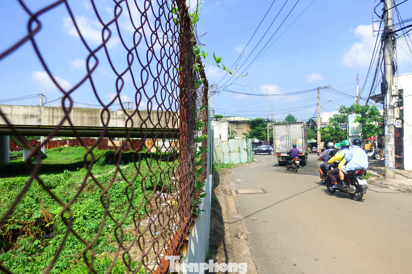 Sau hơn 4 năm dừng thi công, hiện tại trong phạm vi công trường cỏ dại mọc um tùm.
