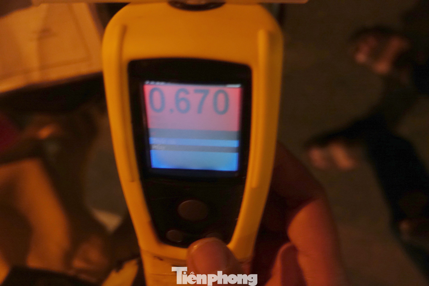 Kết quả kiểm tra cho thấy nồng độ cồn của ông N ở ngưỡng 0,670mg/lít khí thở.