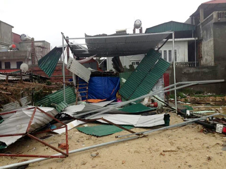 Bão số 14 gây tốc mái và quật đổ một số cây xanh ở huyện Cô Tô. Ảnh: Báo Hải Dương