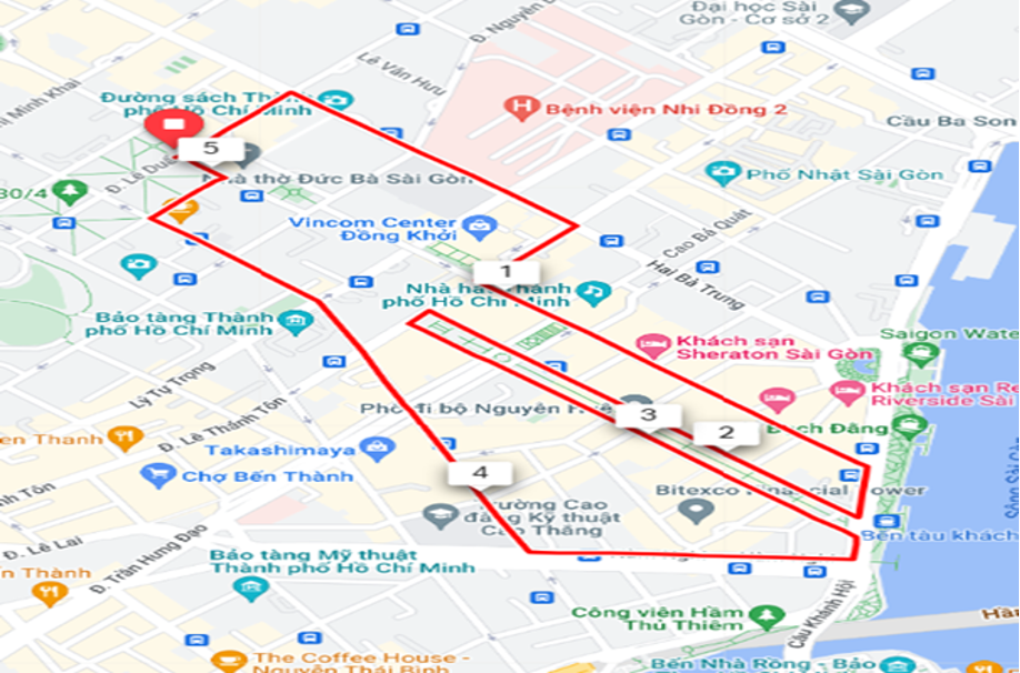 Lộ trình cự ly 5km - Giải Marathon TPHCM lần thứ XI năm 2024. Ảnh: Sở GTVT TPHCM Lộ trình cự ly 5km - Giải Marathon TPHCM lần thứ XI năm 2024. Ảnh: Sở GTVT TPHCM
