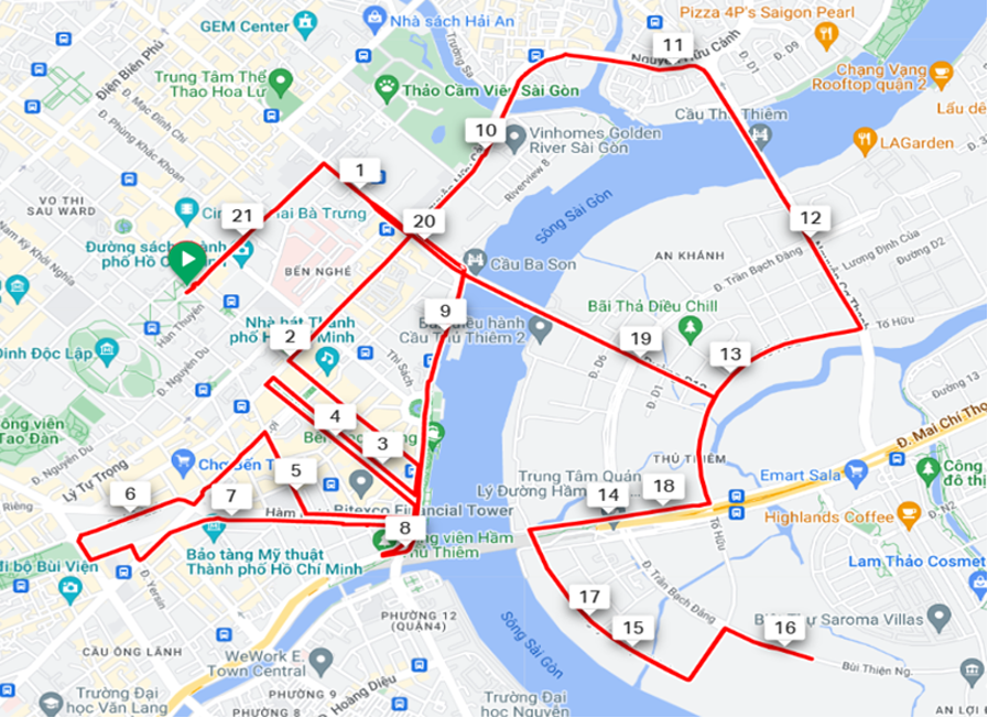 Cự ly 21km. Cự ly 21km.