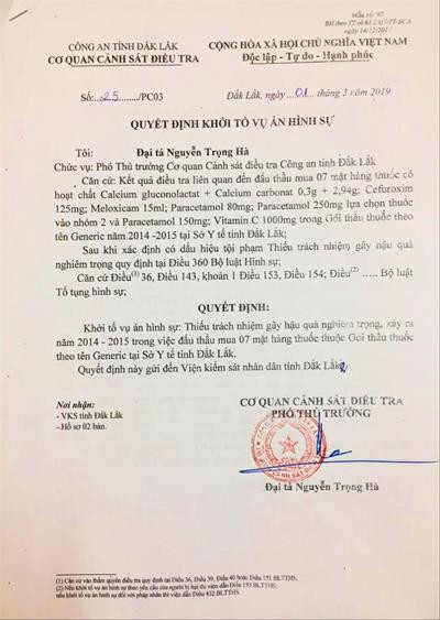 Lình xình đấu thầu thuốc tại Sở Y tế Đắk Lắk: Khởi tố vụ án hình sự ảnh 1