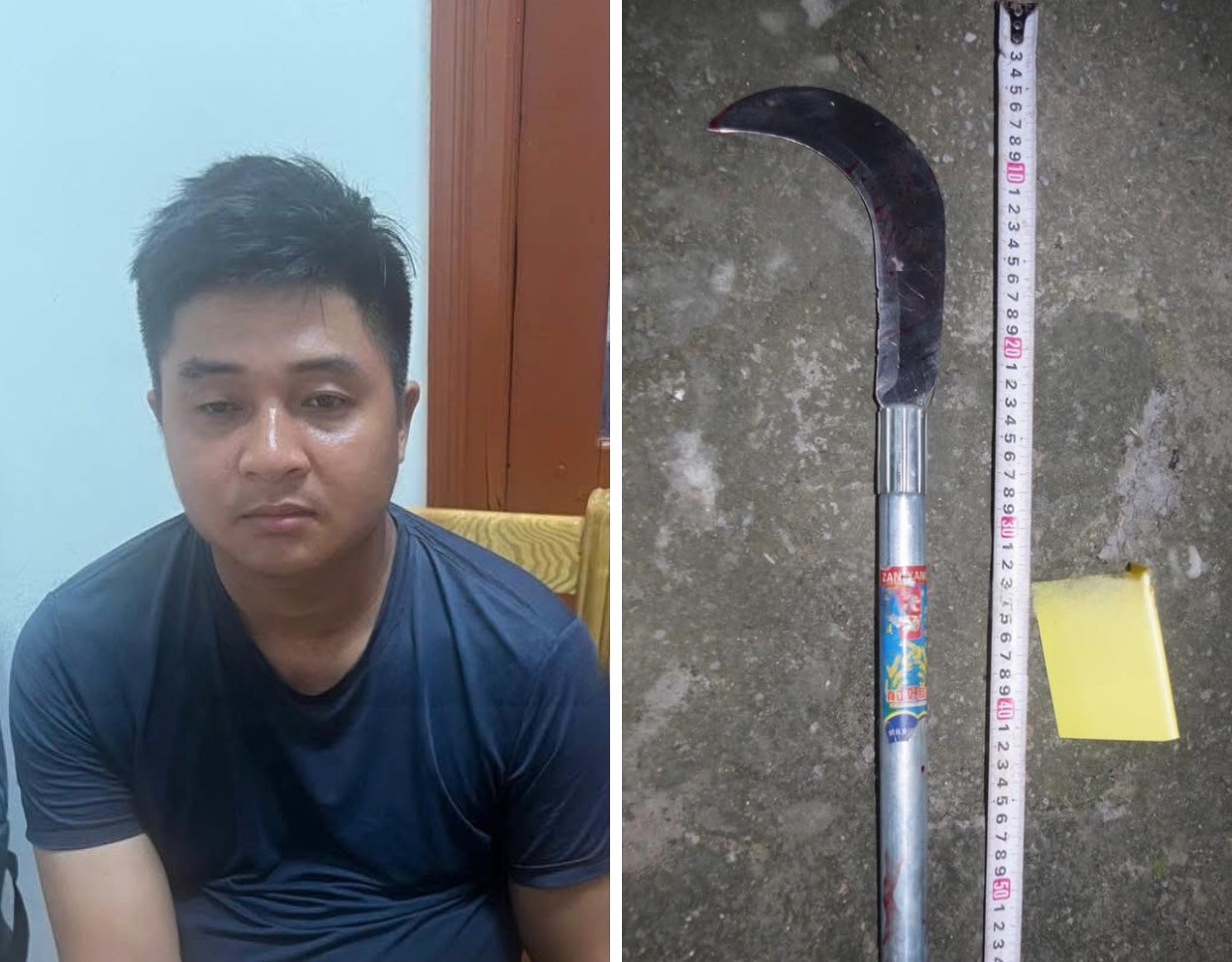 Đối tượng Bùi Thanh Tùng và tang vật.