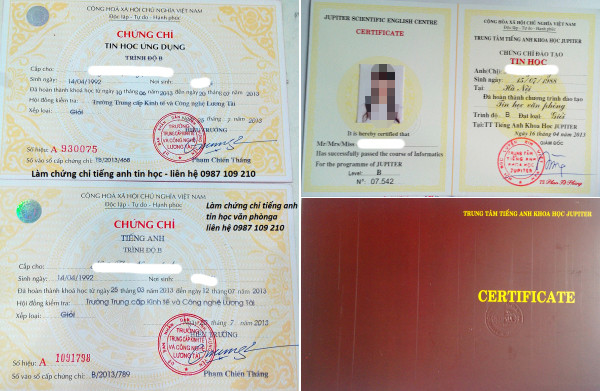 Chứng chỉ tin học và tiếng anh được quảng cáo trên mạng