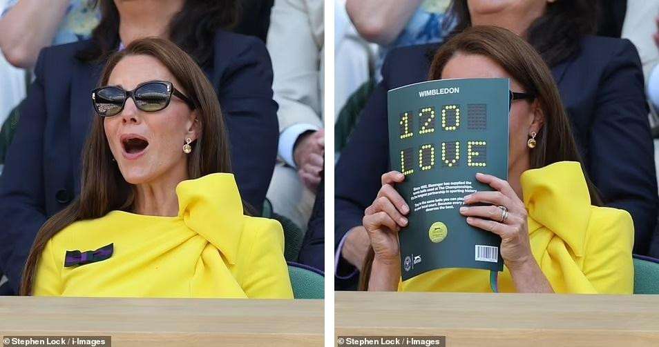 Mang thân phận cao quý, phu nhân của Hoàng tử William cũng như bao cổ động viên khác, có những biểu cảm và hành động phấn khích trước những pha bóng hấp dẫn.