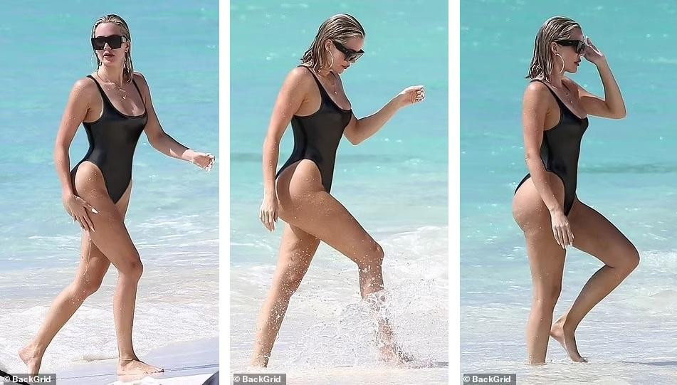 Khloe Kardashian đang đi nghỉ cùng gia đình ở Turks And Caicos (Vương quốc Anh) để đánh dấu mốc bước sang tuổi 38 sau sinh nhật vào ngày 27/6 vừa qua. Mới đây, người đẹp 8x được nhìn thấy "thả dáng" trên bãi biển.