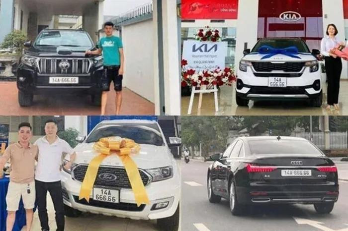 4 chiếc xe cùng đeo biển 14A-666.66 tại Quảng Ninh. 4 chiếc xe cùng đeo biển 14A-666.66 tại Quảng Ninh.