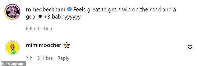 Mia bình luận trong bài đăng khoe ghi bàn của bạn trai cũ.