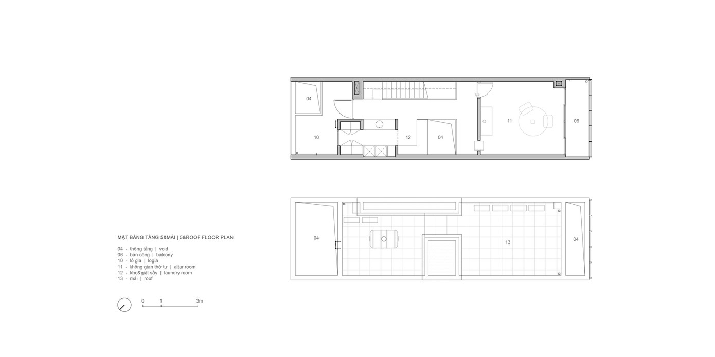 Sự sắp xếp không gian giếng trời không chỉ giúp căn nhà thoáng khí quanh năm mà còn giúp bố mẹ để ý và quan sát hành động của những đứa trẻ trong những không gian khác nhau.