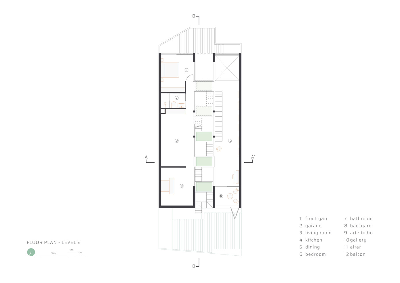Mặt bằng tầng 2 ngôi nhà.