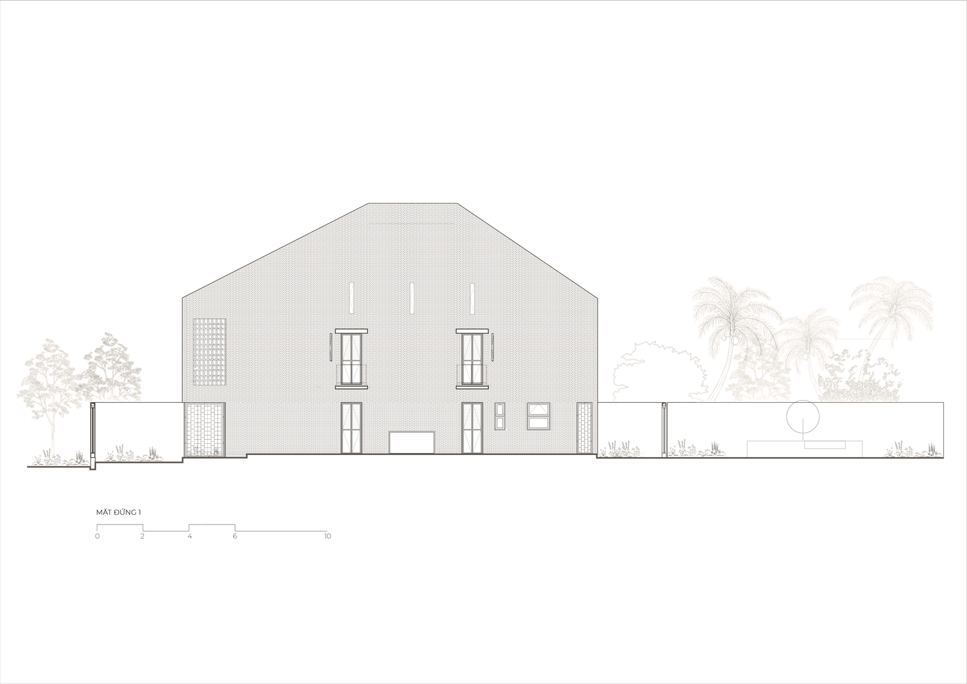 Mặt đứng ngôi nhà.
