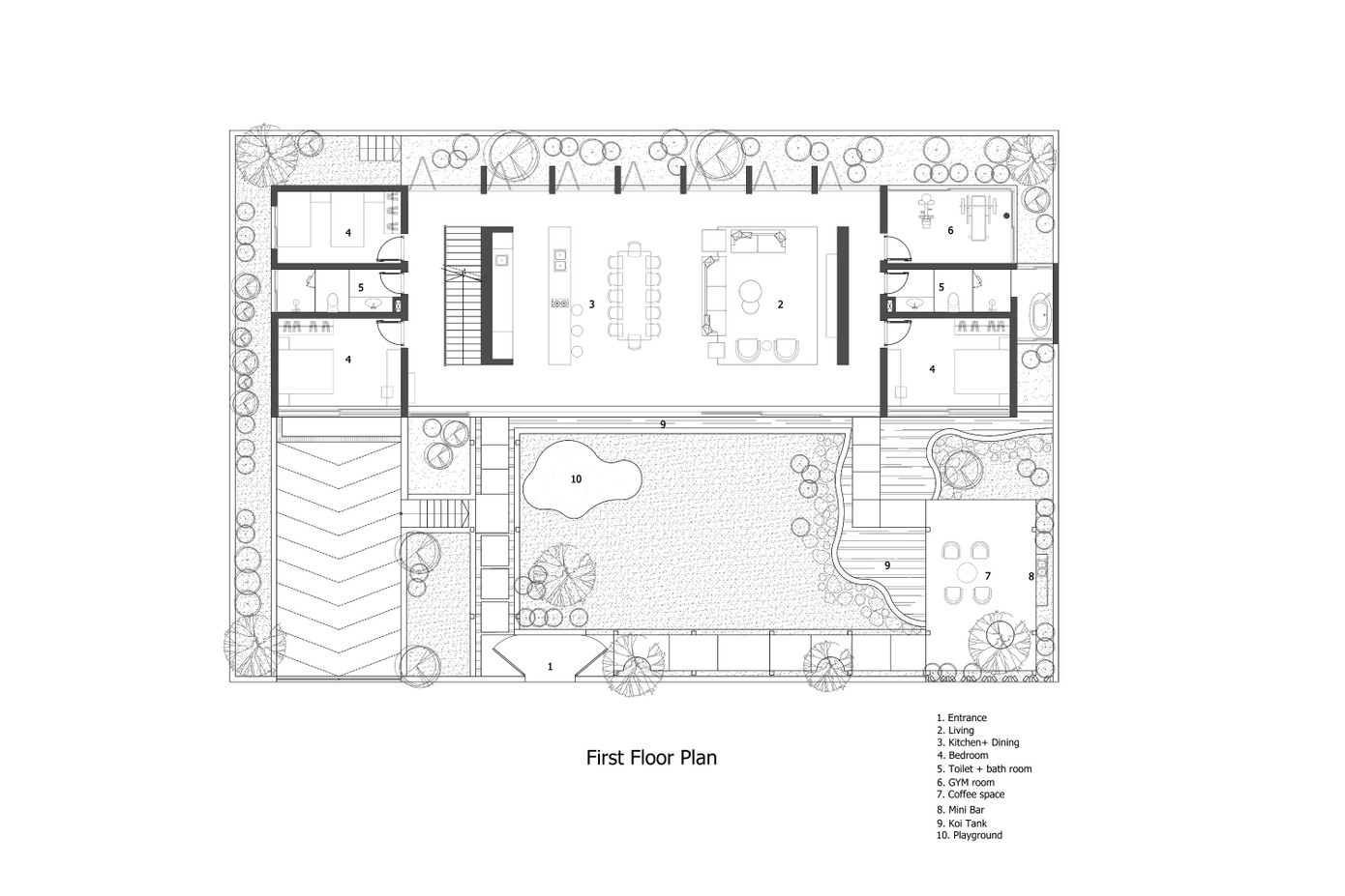 Mặt bằng tầng 1 ngôi nhà.