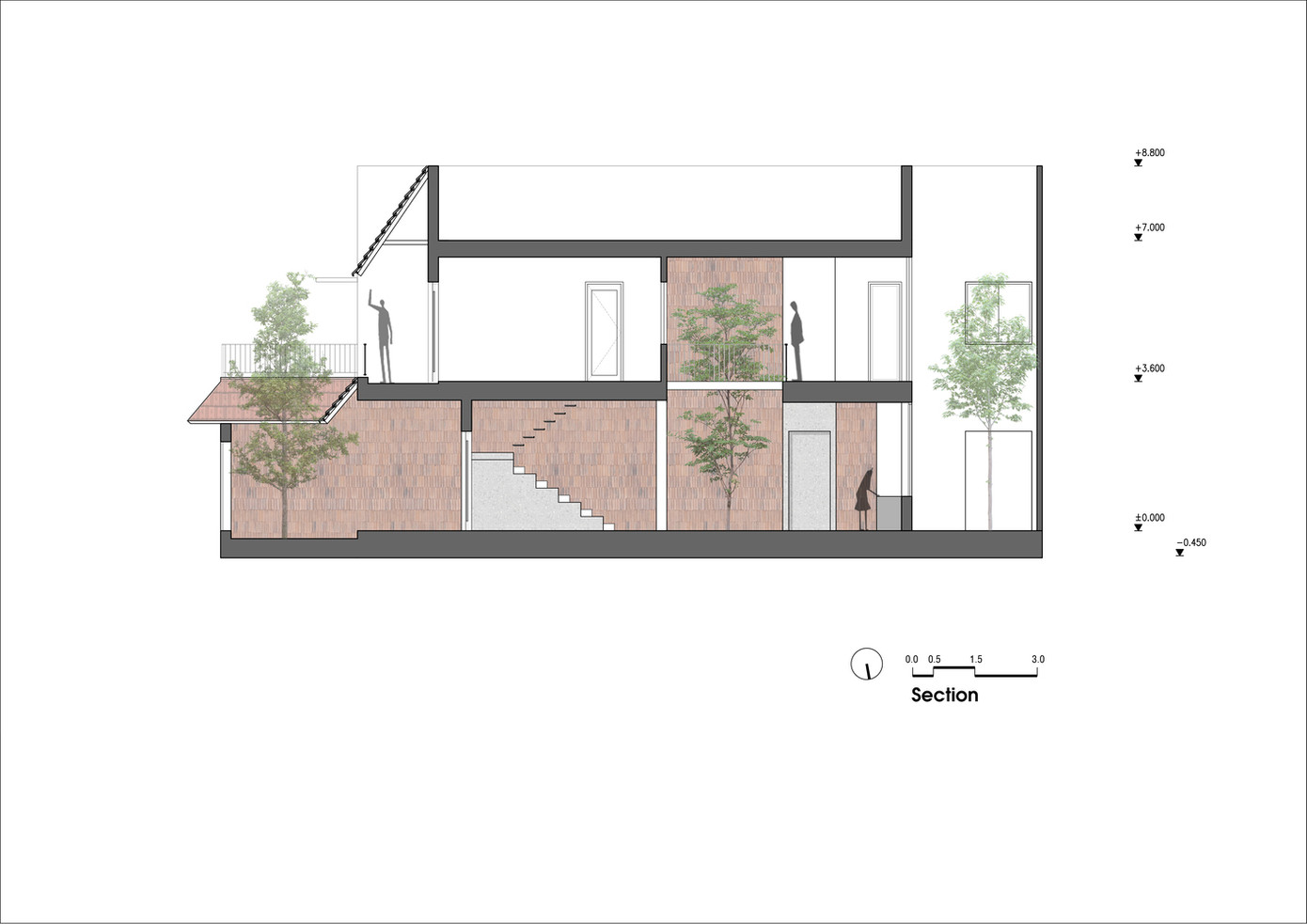 Ngôi nhà có phong cách điển hình của một nhà ở liền kề, bị hạn chế về không gian mở cho những hoạt động.