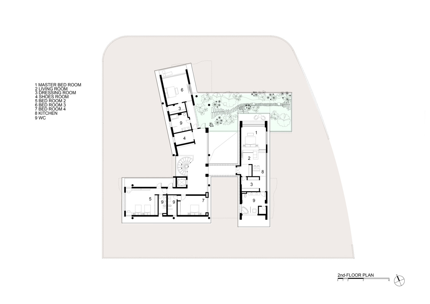 Mặt bằng tầng 2 căn biệt thự.