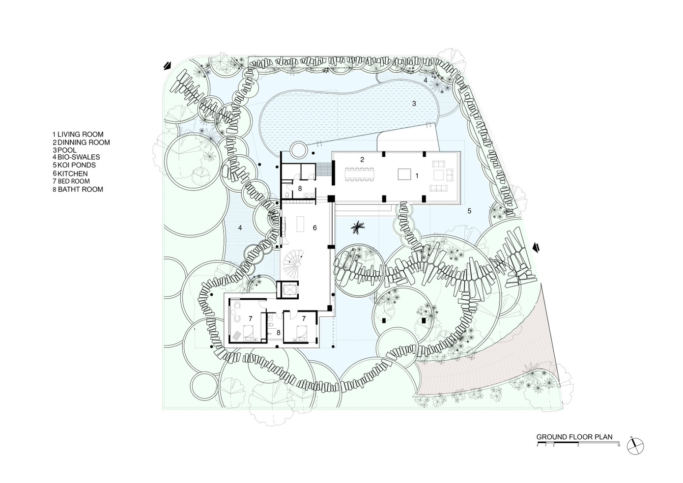 Mặt bằng tầng trệt căn biệt thự.