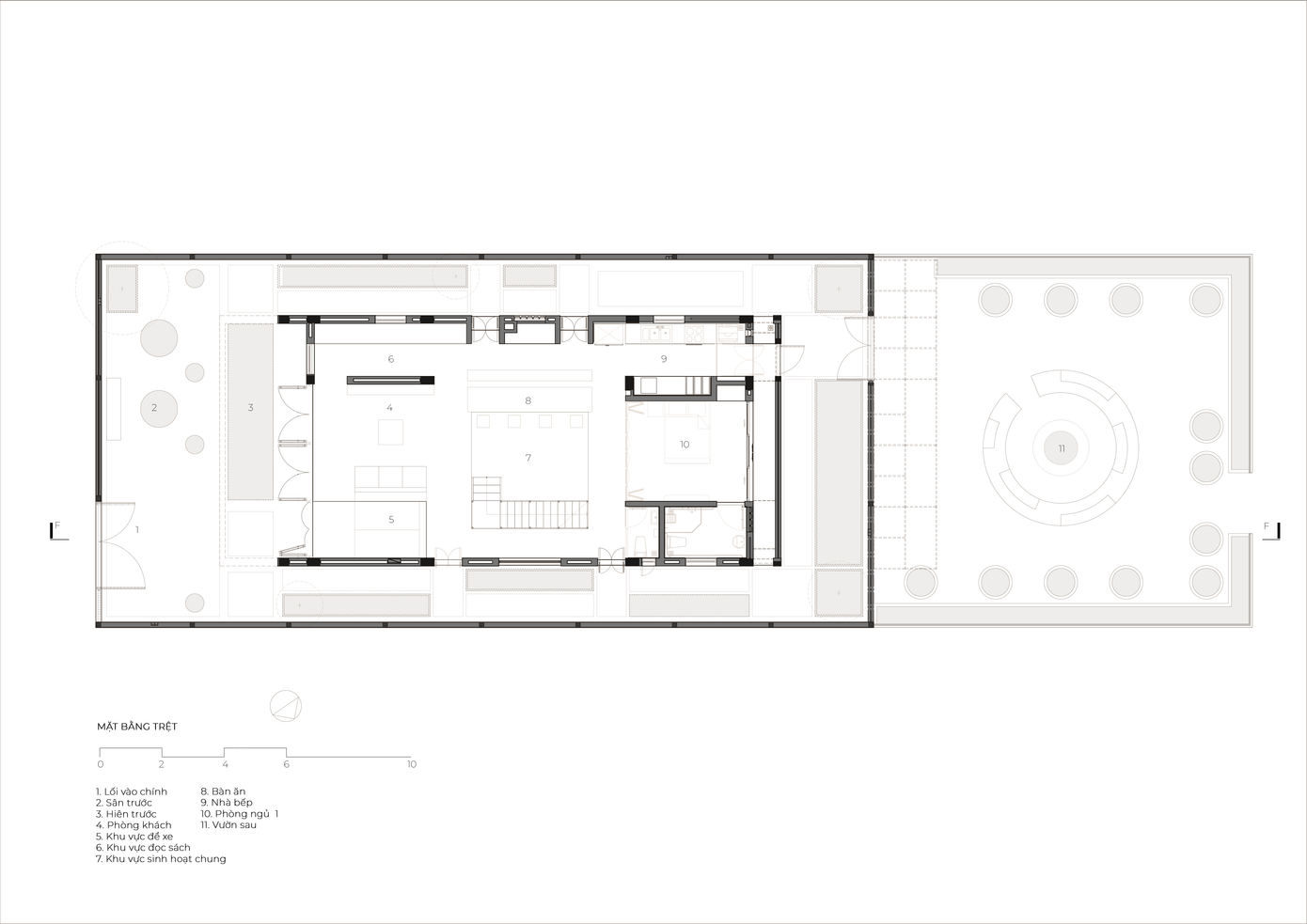 Mặt bằng tầng trệt ngôi nhà.