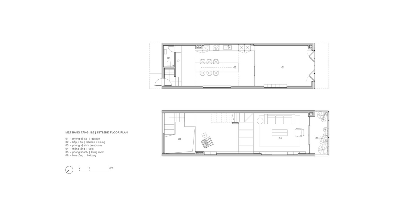 Để lấy gió đối lưu vào trong nhà, hệ thống cửa trượt được sắp xếp từ trước ra sau, giếng trời xen kẽ giữa các tầng trong 5 tầng, giúp không khí di chuyển và điều hòa theo các hoạt động sống hằng ngày.
