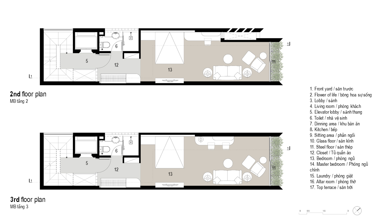 Mặt bằng tầng 2 và tầng 3 ngôi nhà. Mặt bằng tầng 2 và tầng 3 ngôi nhà.