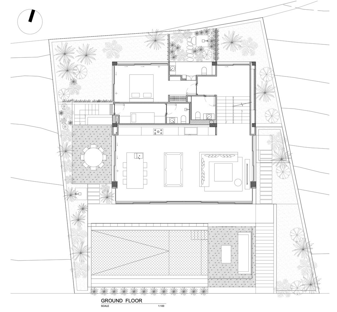 Do đó, mục đích thiết kế chính của ngôi nhà là tối đa hóa trải nghiệm tầm nhìn và quản lý mật độ xây dựng cao của khu vực này trong tương lai, phù hợp với quy định đô thị của địa phương.
