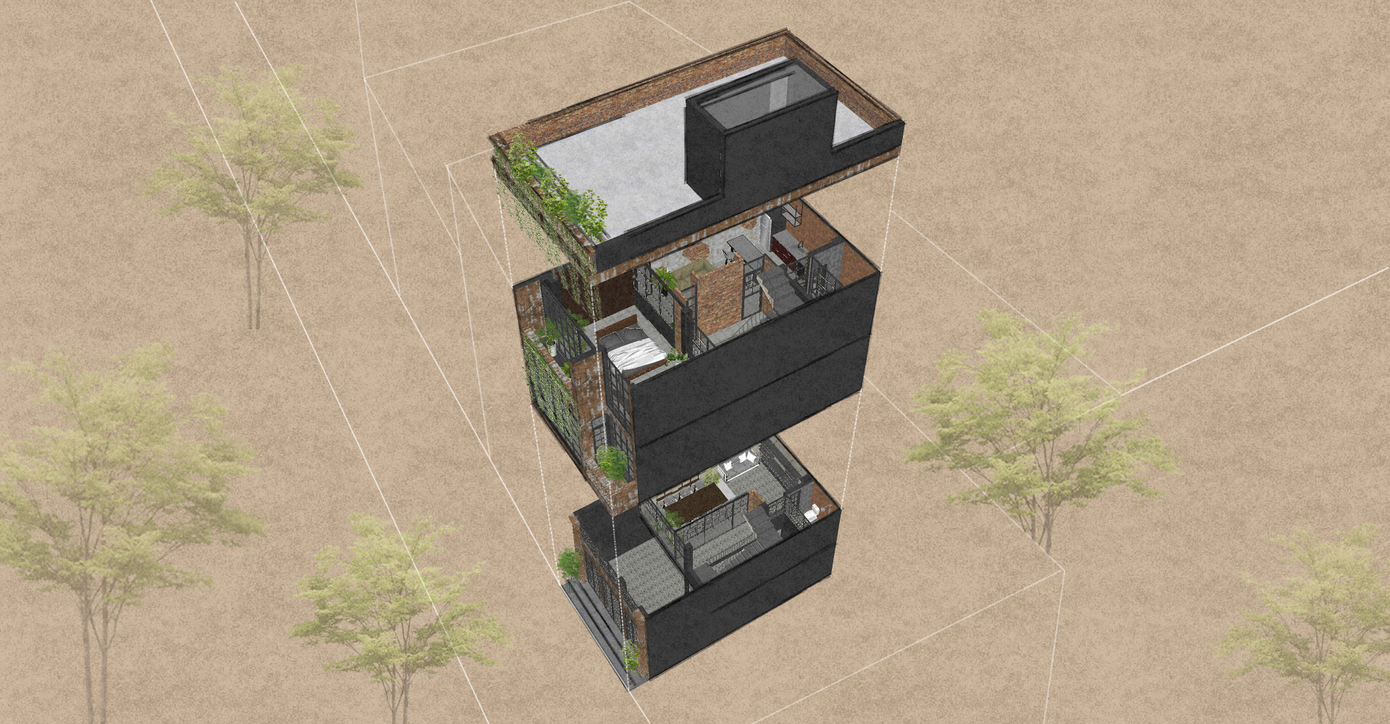 Mặt cắt ngôi nhà.