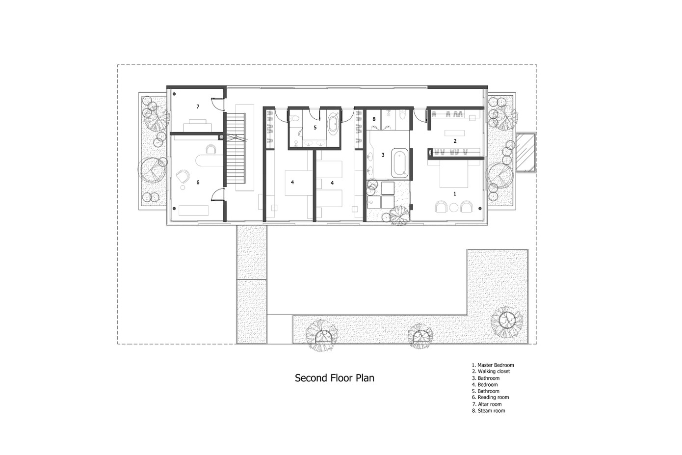 Mặt bằng tầng 2 ngôi nhà.