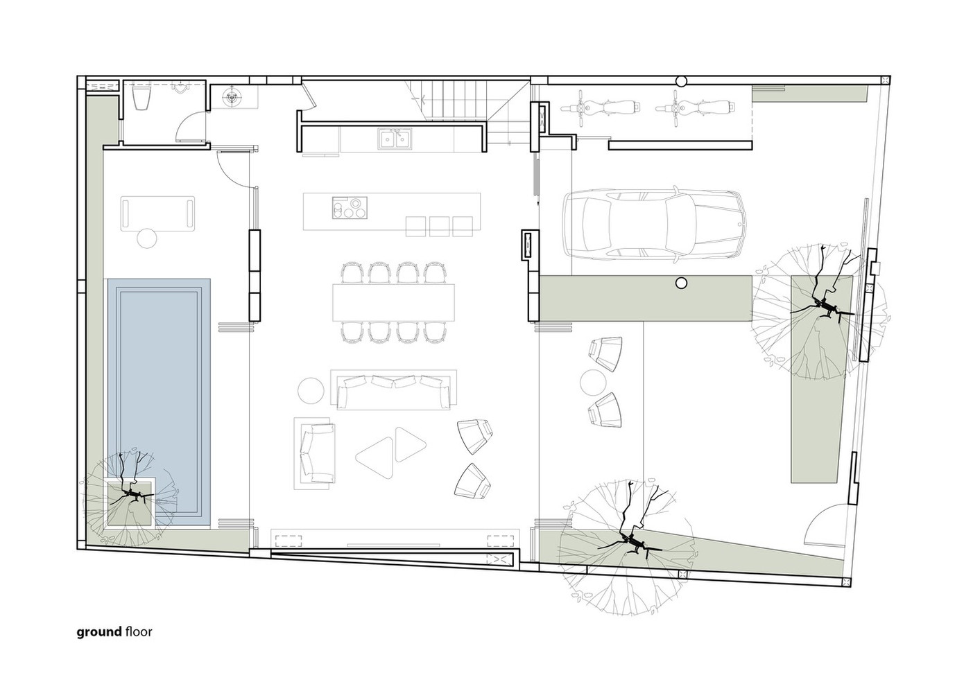 Mặt bằng tầng trệt ngôi nhà.