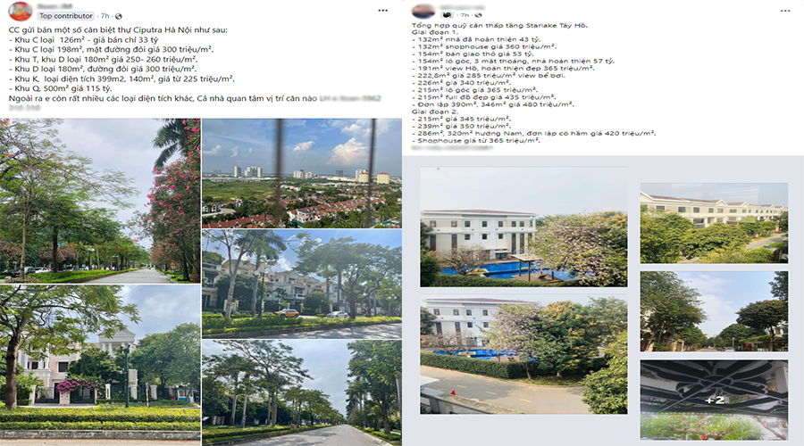 Hàng loạt căn biệt thự hạng sang được rao bán ở những khu nhà giàu.