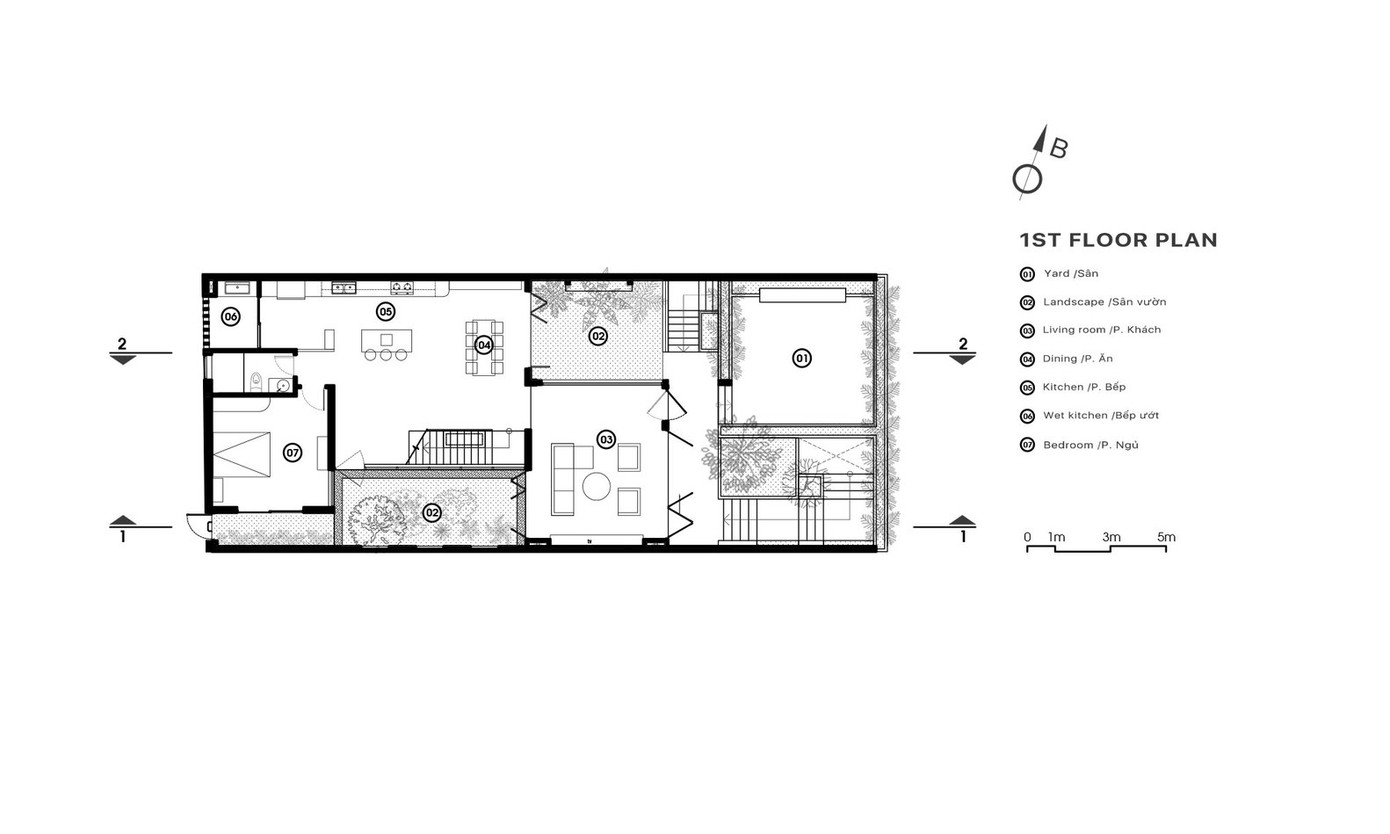 Căn nhà có 3 tầng với không gian chính hướng ra biển.