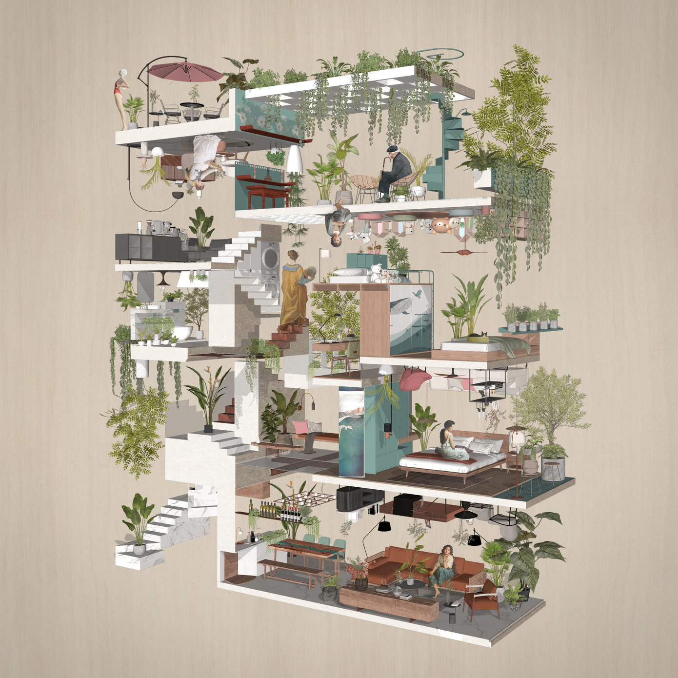 Phối cảnh 3D ngôi nhà.