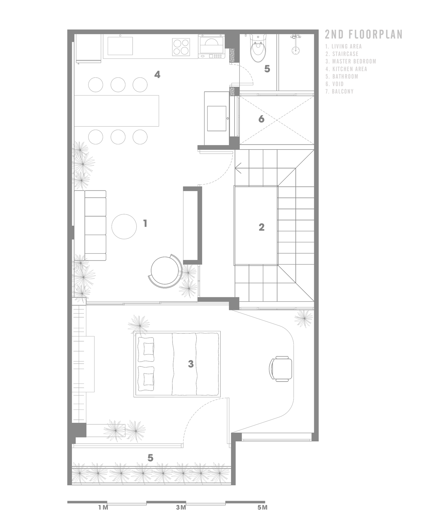 Mặt bằng tầng 2 ngôi nhà.