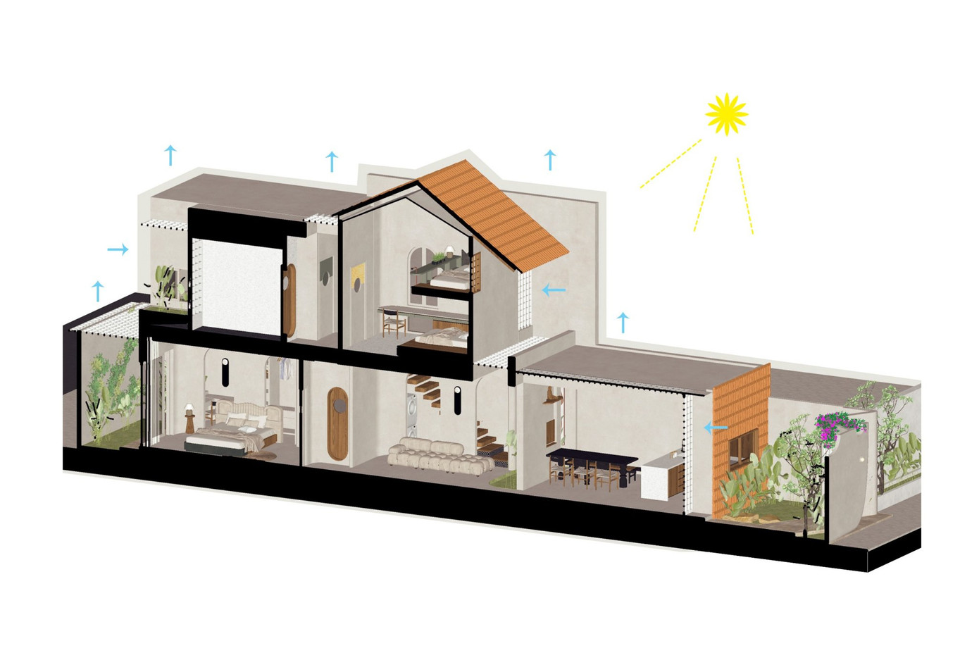 Bản vẽ mặt cắt ngôi nhà.