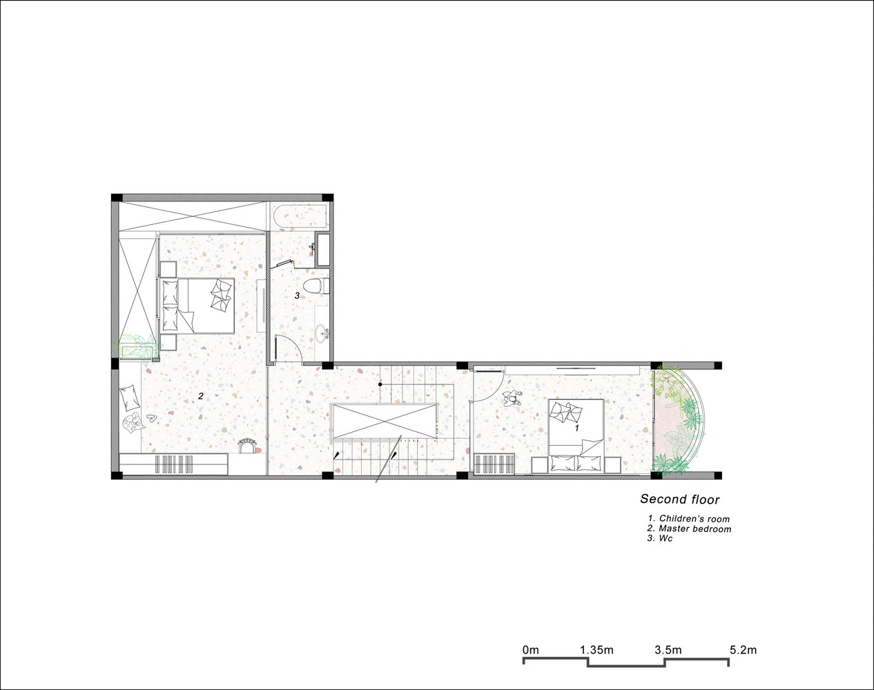 Mặt bằng ngôi nhà tầng 2.