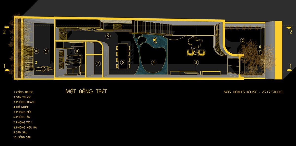 Mặt bằng tầng trệt.