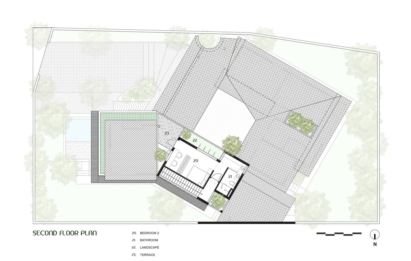 Bản vẽ mặt bằng ngôi nhà tầng 2.